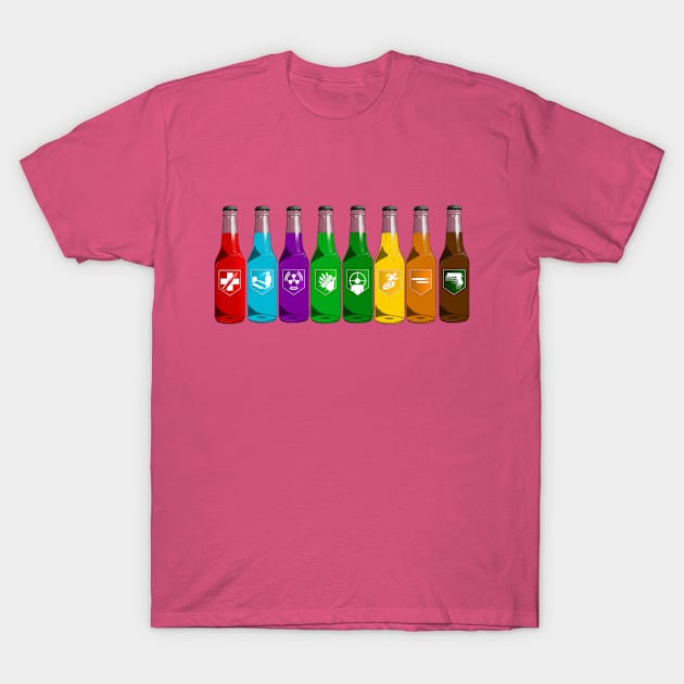 Zombie Perks Lined Up on Hot Pink T-Shirt by LANStudios